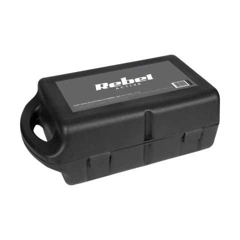 Hantle żeliwne regulowane w walizce z gryfem, zestaw 20kg REBEL ACTIVE