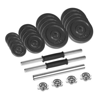 Hantle żeliwne regulowane w walizce z gryfem, zestaw 30kg REBEL ACTIVE