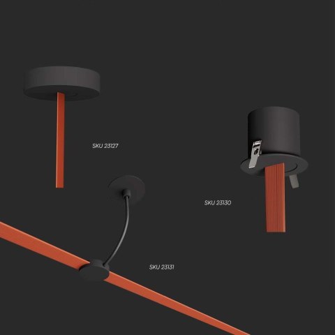 Klips końcowy 7,5x10,4mm Szynosystem Taśmowy 48V V-TAC Czarne