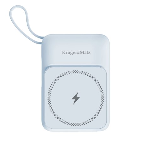 Power bank indukcyjny 10000 mAh Mag Safe z kablem niebieski Kruger&Matz