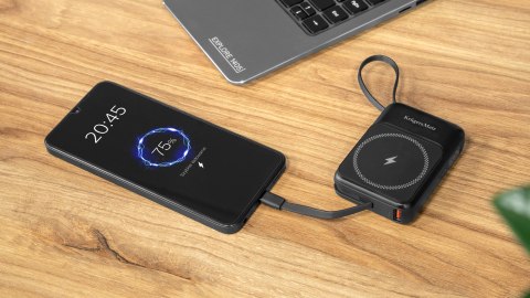 Power bank indukcyjny 10000 mAh Mag Safe z kablem niebieski Kruger&Matz