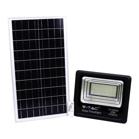 Projektor LED Solarny V-TAC 40W Czarny IP65, Pilot, Timer VT-200W 6000K 3100lm