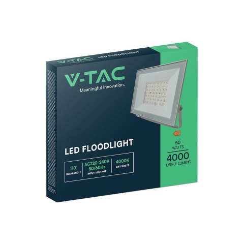 Projektor LED V-TAC 50W LED SMD 4000K Biały VT-44054 4000K 4000lm