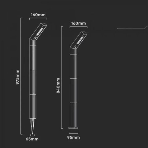 Słupek Ogrodowy V-TAC Solarny LED 1,7W 85cm VT-10185 3000K-4000K-6500K 80lm