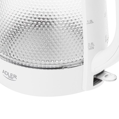 Adler Czajnik elektryczny szklany | Pojemność 1,8 L | Podświetlenie LED
