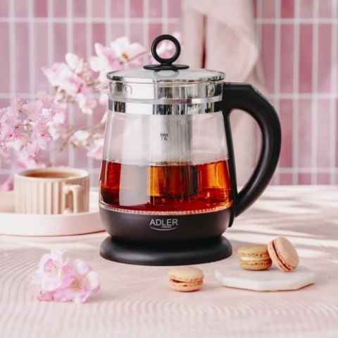 Adler Czajnik szklany 1,5 L z zaparzaczem i regulacją temperatury | 1,5 L | LED | 60-100°C |