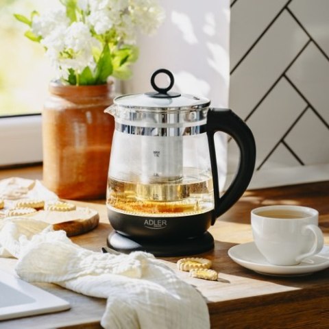 Adler Czajnik szklany 1,5 L z zaparzaczem i regulacją temperatury | 1,5 L | LED | 60-100°C |