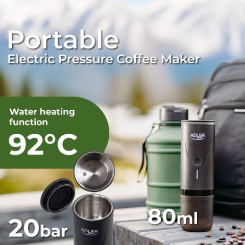 Adler Ekspres przenośny do kawy | Bateriia 7500mAh | Ciśnienie 20 BAR | Zasilanie USB