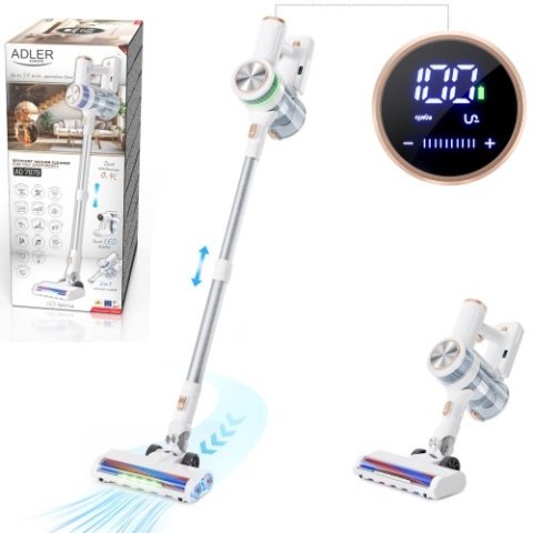 Adler Odkurzacz pionowy z dotykowym wyświetlaczem LED | 4 tryby ssania | Silnik bezszczotkowy | HEPA 13 | Do 70 m²