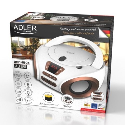 Adler Radio Boombox CD-MP3 | USB | FM Radio | AUX | Gniazdo słuchawkowe