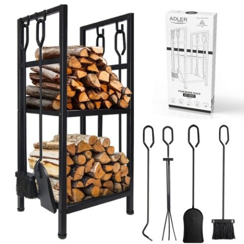 Adler Stojak na drewno kominkowe z zestawem narzędzi