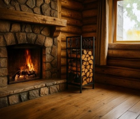 Adler Stojak na drewno kominkowe z zestawem narzędzi