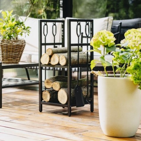 Adler Stojak na drewno kominkowe z zestawem narzędzi