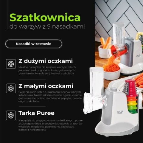 Adler Szatkownica do warzyw z 5 nasadkami