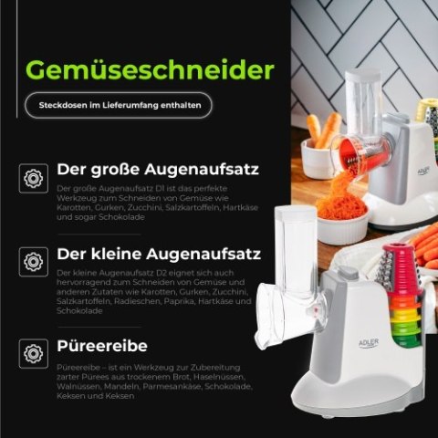 Adler Szatkownica do warzyw z 5 nasadkami