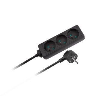 Przedłużacz czarny KEMOT 3 gniazda 3m bez przełącznika