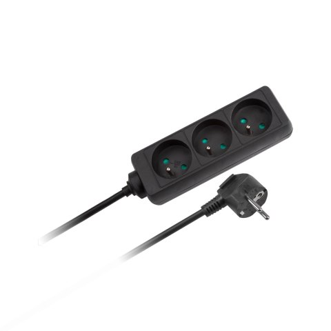 Przedłużacz czarny KEMOT 3 gniazda 3m bez przełącznika