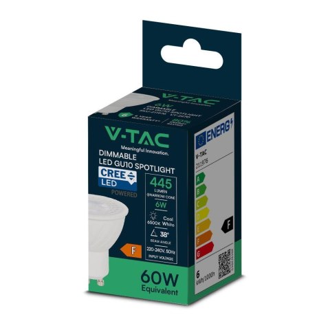 Żarówka LED V-TAC CREE CHIP 6W GU10 110st Ściemnialna VT-247D 3000K 445lm
