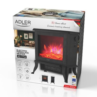 Adler Kominek elektryczny | 2 poziomy grzania: 1000W / 1800W | Efekt 3D płomienia | Termostat