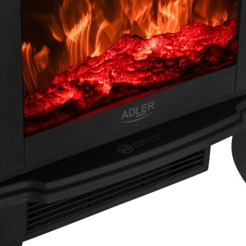 Adler Kominek elektryczny | 2 poziomy grzania: 1000W / 1800W | Efekt 3D płomienia | Termostat