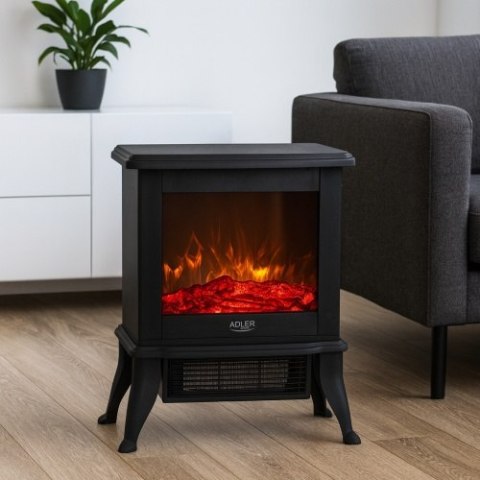 Adler Kominek elektryczny | 2 poziomy grzania: 1000W / 1800W | Efekt 3D płomienia | Termostat