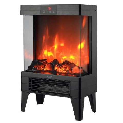 Adler Kominek elektryczny LED z pilotem | 3D efekt płomienia | 2 moce grzania 1000W/2000W | Termostat