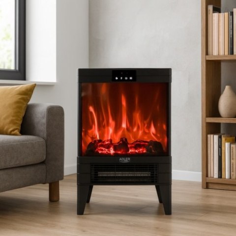 Adler Kominek elektryczny LED z pilotem | 3D efekt płomienia | 2 moce grzania 1000W/2000W | Termostat