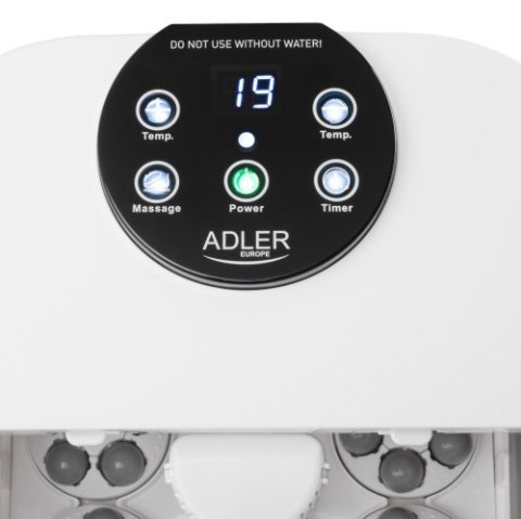 Adler Składany hydromasażer do stóp z masażem mechanicznym, podgrzewaniem wody i panelem LED