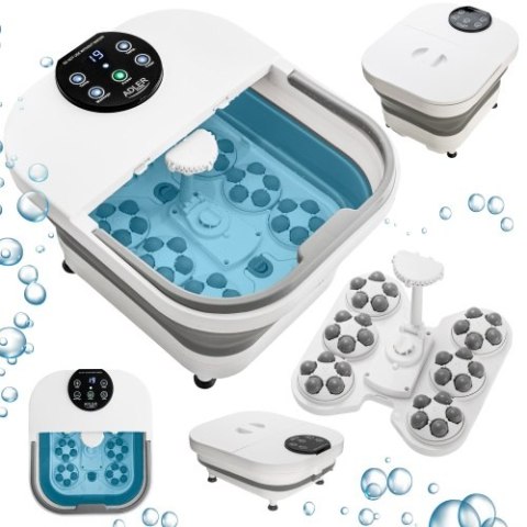 Adler Składany hydromasażer do stóp z masażem mechanicznym, podgrzewaniem wody i panelem LED
