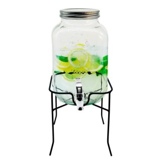 Adler Słój do napojów z kranikiem 4L ze stojakiem | Szklany dyspenser z zapasowym kranikiem