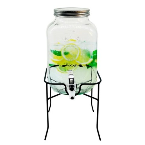 Adler Słój do napojów z kranikiem 4L ze stojakiem | Szklany dyspenser z zapasowym kranikiem