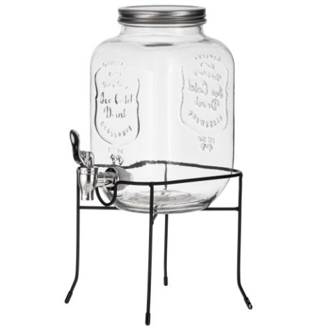 Adler Słój do napojów z kranikiem 4L ze stojakiem | Szklany dyspenser z zapasowym kranikiem