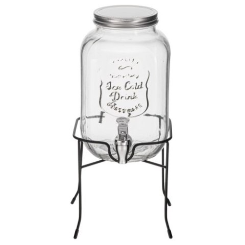 Adler Słój do napojów z kranikiem 4L ze stojakiem | Szklany dyspenser z zapasowym kranikiem