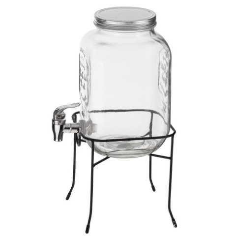 Adler Słój do napojów z kranikiem 4L ze stojakiem | Szklany dyspenser z zapasowym kranikiem