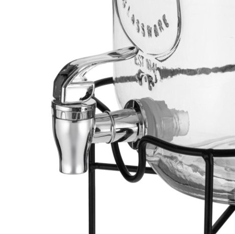Adler Słój do napojów z kranikiem 4L ze stojakiem | Szklany dyspenser z zapasowym kranikiem