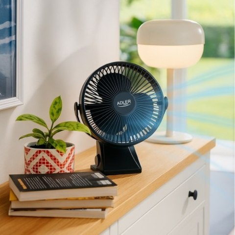 Adler Wentylator biurkowy z klipsem |Akumulatorowy| 15,5 cm | 360° obrót| USB-C |