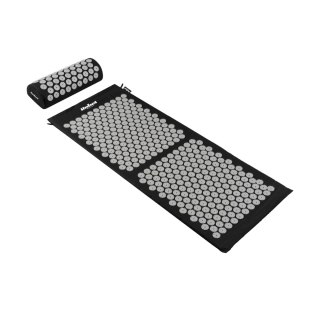 Mata zdrowotna z kolcami do akupresury z poduszką, 110x42cm, XL, szare kolce, Rebel Active