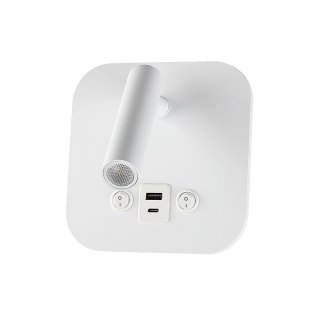 Oprawa LED V-TAC 8W CREE kinkiet biały USB+USB C włącznik VT-80068-W 3000K 830lm