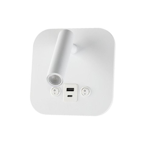 Oprawa LED V-TAC 8W CREE kinkiet biały USB+USB C włącznik VT-80068-W 3000K 830lm