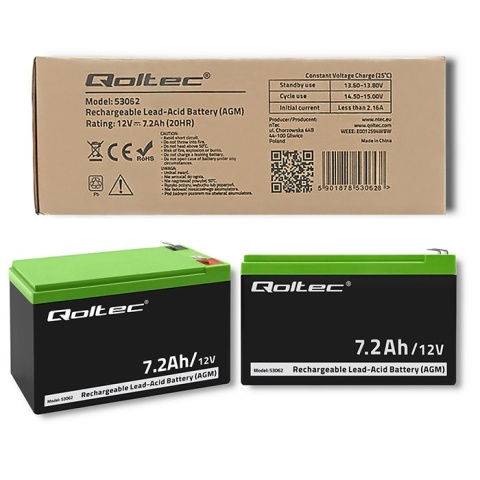 Qoltec Akumulator AGM 12V 7.2Ah LongLife