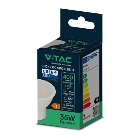 Żarówka LED V-TAC CREE CHIP 4,5W GU10 110st VT-205 3000K 400lm 6 lat Gwarancji