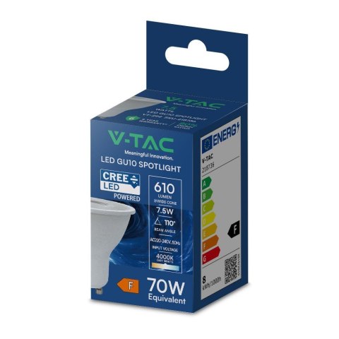 Żarówka LED V-TAC CREE CHIP GU10 7,5W 110st VT-292 4000K 610lm