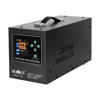 Zasilacz awaryjny KEMOT PROsinus-1500/24-LFP4 przetwornica z czystym przebiegiem sinusoidalnym i funkcją ładowania 24V 230V 1500