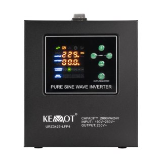 Zasilacz awaryjny KEMOT PROsinus-2600/24-LFP4 przetwornica z czystym przebiegiem sinusoidalnym i funkcją ładowania 24V 230V 2600