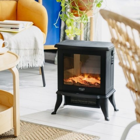 Adler Kominek elektryczny | 2 poziomy grzania: 1000W / 1800W | Efekt 3D płomienia | Termostat