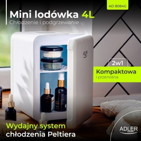 Adler Mini lodówka 4L | Chłodzenie i podgrzewanie | Do domu i samochodu | System Peltiera