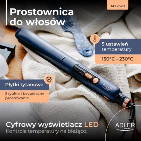 Adler Prostownica do włosów | płytki tytanowe | regulacja temperatury 150-230°C