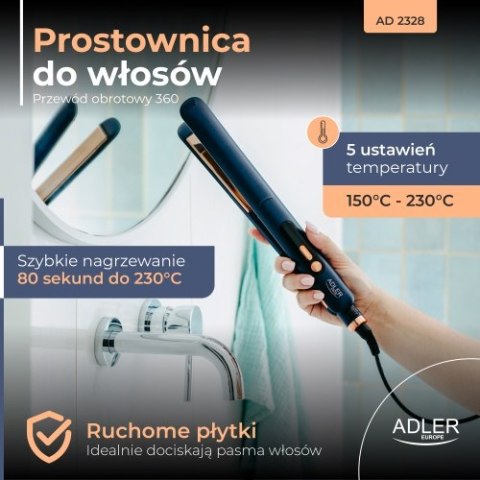 Adler Prostownica do włosów | płytki tytanowe | regulacja temperatury 150-230°C