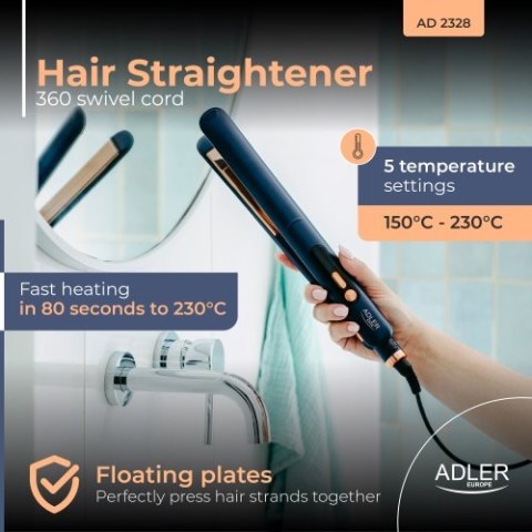 Adler Prostownica do włosów | płytki tytanowe | regulacja temperatury 150-230°C
