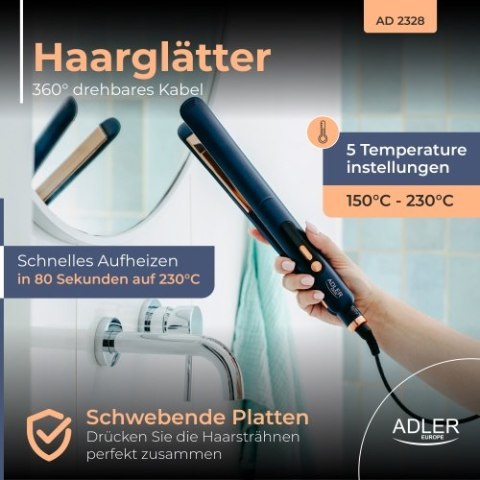 Adler Prostownica do włosów | płytki tytanowe | regulacja temperatury 150-230°C